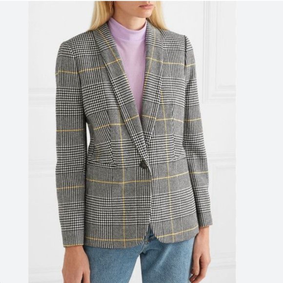 J. Crew Jackets & Blazers - J. Crew Parke Black White Yellow Glen Plaid Houndstooth Single Breasted Blazer